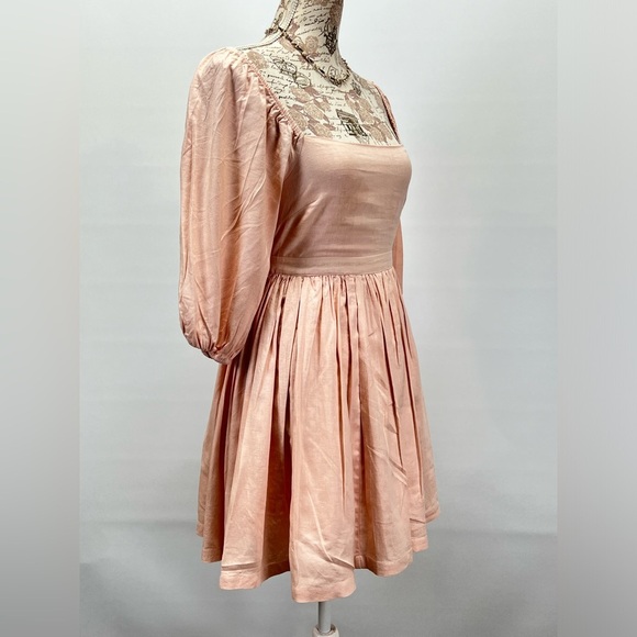 MABLE Soft pink LONDYN balloon sleeve‎ open back skater mini dress size S - Picture 9 of 16